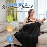 Plain Packable Travel Blanket - Black